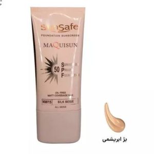 ضد آفتاب کرم پودری و پرایمری مکیسان SPF50 سان سیف(بژ ابریشمی) NW15