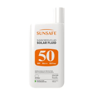 ضد آفتاب SPF50 سولار فلوئید سان سیف مناسب پوست حساس، چرب و مستعد به آکنه