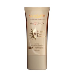 ضد آفتاب کرم پودری و پرایمری مکیسان SPF50 سان سیف (بژ عاجی) NC10